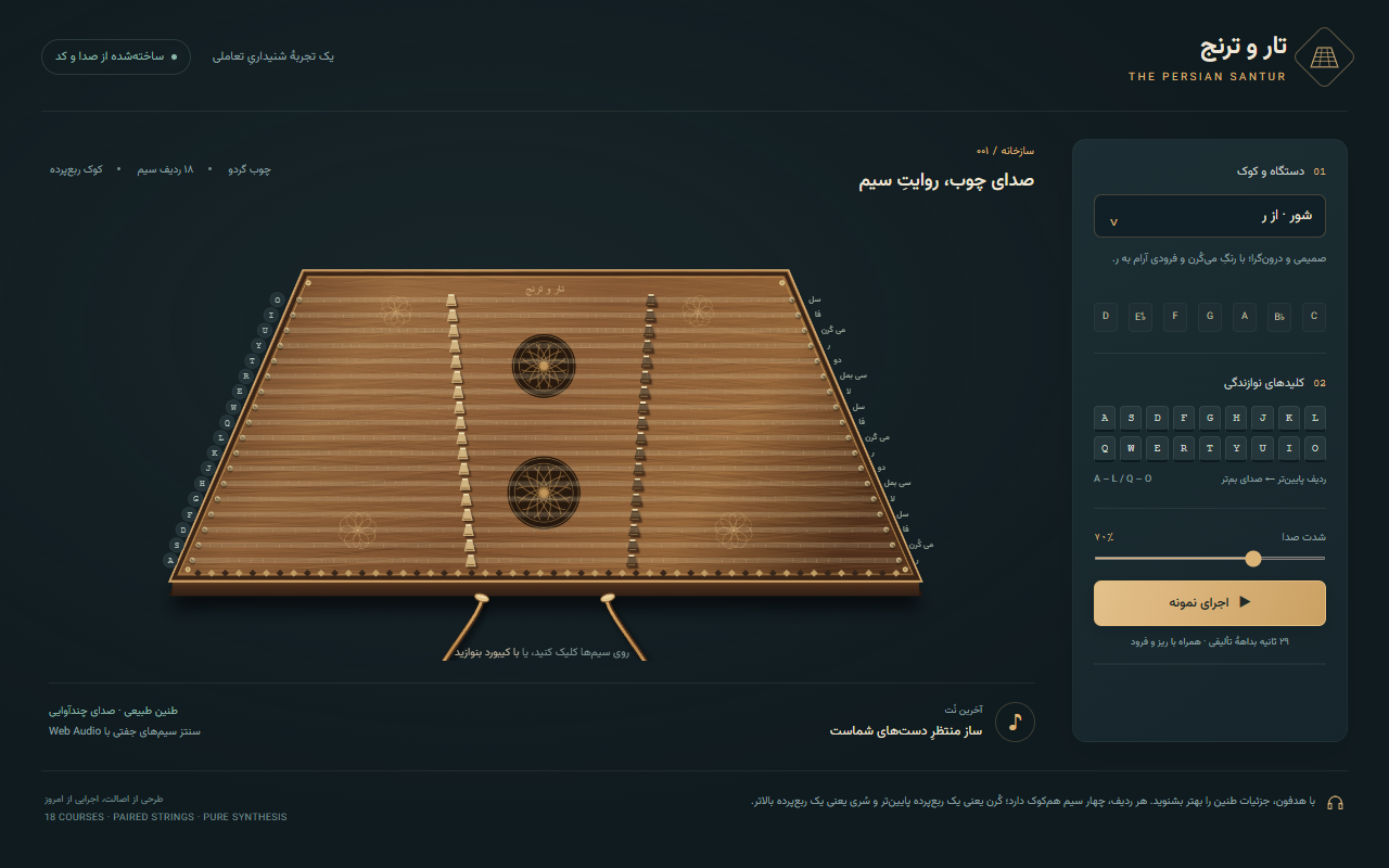 Screenshot 1 of Virtual Santur, built by OpenAI: GPT-6.1 Sol